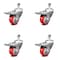 Service Caster 3 Inch Red Polyurethane Swivel 1/2 Inch Stem Caster Set with Total Lock Brake SCC-TSTTL20S314-PPUB-RED-121315-4 - alternate 1